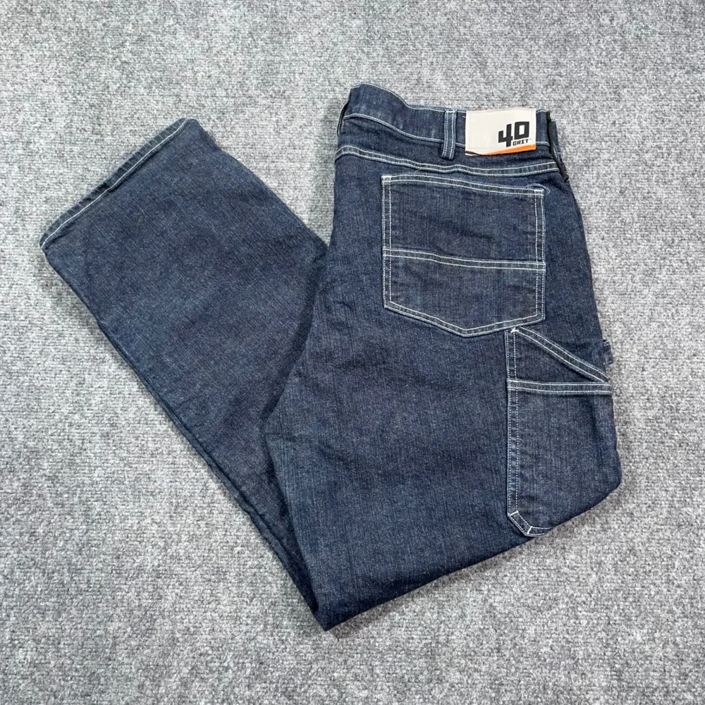 40 Grit Duluth Trading Carpenter Jeans Mens 40x30 Slim Fit Utility Blue Workwear